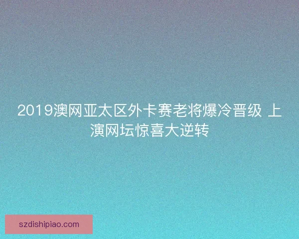 2019澳网亚太区外卡赛老将爆冷晋级 上演网坛惊喜大逆转
