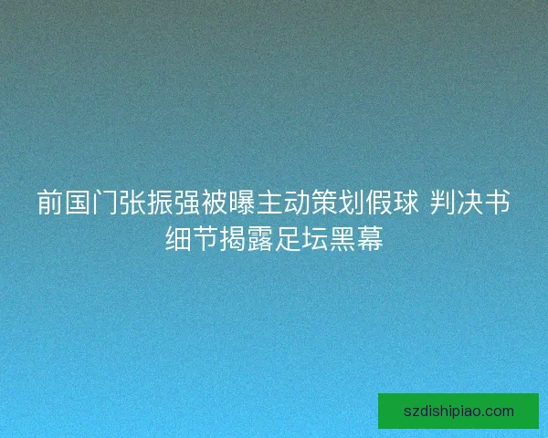 前国门张振强被曝主动策划假球 判决书细节揭露足坛黑幕