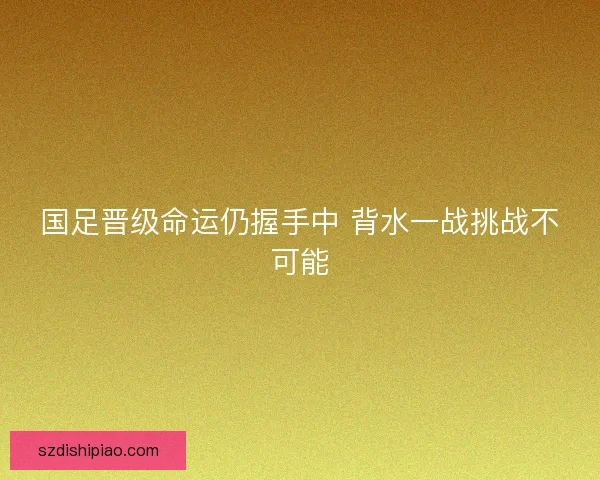 国足晋级命运仍握手中 背水一战挑战不可能