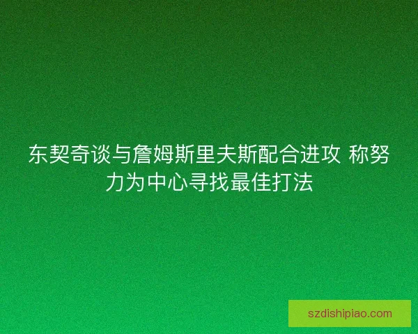 东契奇谈与詹姆斯里夫斯配合进攻 称努力为中心寻找最佳打法